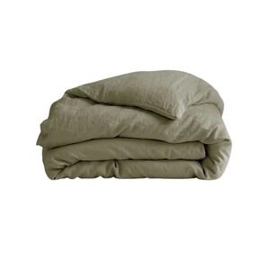 Quince King Size European Linen Duvet Cover Willowleaf Green Knit
